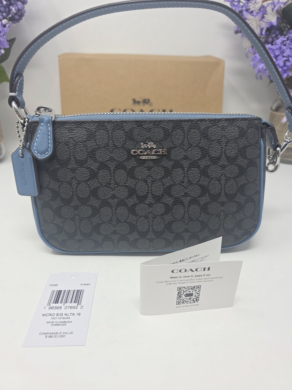 COACH Nolita 19 In Colorblock Signature Canvas Light Mist NWT Coach Box Included